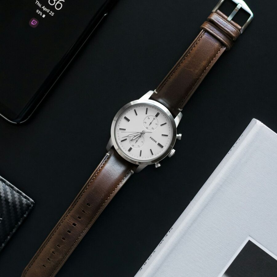 Black mesh watch in low light